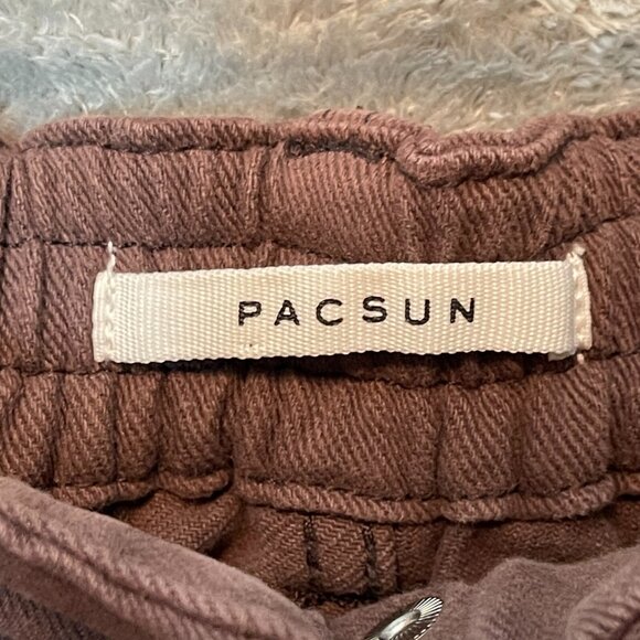 Pacsun Women Elastic Waist Baggy Loose Mid Rise Cargo Heavyweight Jean S Brown - Picture 5 of 10